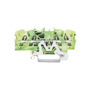 2002-1407 Borna de Tierra / 4 Conductores / 2.5 mm² / Push-in CAGE CLAMP® / Aplicaciones Ex e II / Marcaje Lateral y Central / Carril DIN 35 x 15 y 35 x 7.5 / Verde-Amarillo