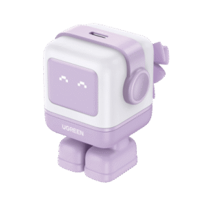 25036b Cargador Mini GaNRobot 30W serie UNO | 1 USB-C de Carga Rápida | Tecnología GaN II | Multiprotocolo PD/QC/SCP/FCA | Carga Inteligente | Pantalla LED | Zapato Magnético Extraíble | Thermal Guard | Color Lila.