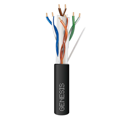 5110-1008 Carrete de Cable de 305 Metros (1000 Pies) Cat6 Calibre 24 Exterior para Climas Extremos, RoHS, Color Negro