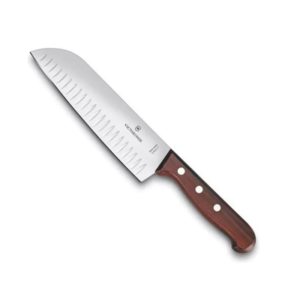 6-8520-17g Cuchillo Santoku Wood de 17 cm, Filo con Alvéolos Estilo Japonés.