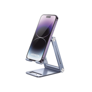 90461 Soporte para Teléfono Celular de Aluminio / Angulo Ajustable / Amplia Compatibilidad con dispositivos de 4.7'' a 7.9'' / Antideslizante / Antiarañazos / Plegable / Color Azul