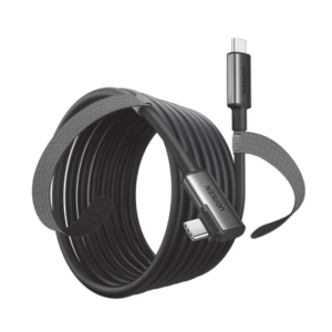90629 Cable USB-C a USB-C (Cable Link) | 5 metros (16 pies) | Transferencia de Alta Velocidad | Carga Rápida | Un Extremo Angulado | Caja de Aluminio | Nylon Trenzado.