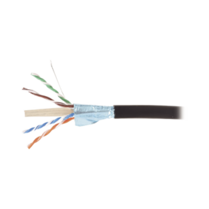 Bobina de Cable Blindado F/UTP de 4 Pares, Para Exterior con Gel, Cat6A (23 AWG), Industrial para Climas Extremos, Enterrado Directo, Color Negro, 305 Metros (1000 Pies)