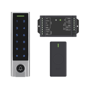 accessk8 Mini Controlador de Acceso con Teclado Inalámbrico / Cuenta con Botón de Salida Inalámbrico / Soporta Tarjeta y Contraseña / Cuenta con Botón de Timbre