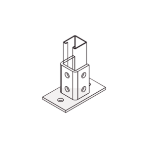 Base Rectangular con 2 perforaciones para Perfil Sencillo.