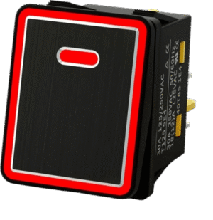 Interruptor tipo Switch con Led Color Rojo / IP65 / Diseño Industrial con panel de Aluminio / NO, COM, NC / Terminales tipo F1