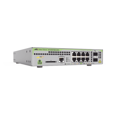 at-gs970m-10ps-r-10 Switch PoE+ Administrable CentreCOM GS970M, Capa 3 de 8 Puertos 10/100/1000 Mbps + 2 SFP Gigabit, 124 W