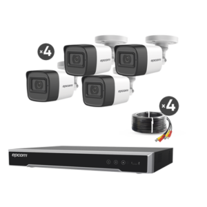 b50-kit-mic Kit TURBOHD 5 Megapixel / DVR 4 Canales / 4 Cámaras de 5 Megapixel con Micrófono Integrado / 4 Cables 18 Metros / Fuente de Poder Profesional