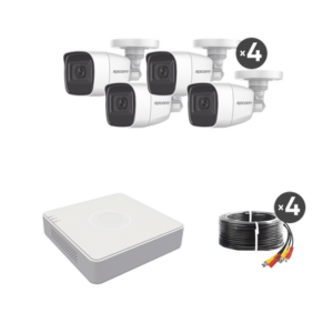 b8-kit-mic (MICRÓFONO Integrado) Kit TurboHD 1080p Lite / DVR 4 canales / Audio por Coaxitron / 4 Cámaras Bala de Metal con Micrófono Integrado