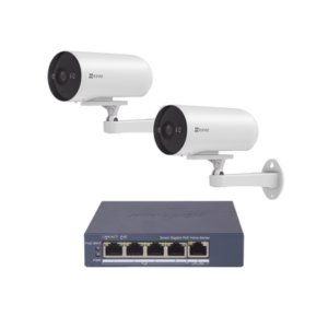 cs-h5-3mp-poe-ks2 Kit de cámaras PoE Para Uso en Exterior / PoE Estandar Af / 2 piezas CS-H5/3MP/ 1 Pieza de Switch DS-3E1505P-EI/M / Vision Nocturna a Color / IP67 / Audio Bidireccional / Luz y Sirena / 4 Puertos 1000 Mbps PoE+ / 1 Puerto 1000 Mbps Uplink