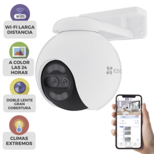 cs-h80x Cámara PT / Wi-Fi / Lente Dual / Panorámica 360° / Resolución 4K / Visión Nocturna ColorFULL / IA Detección de Humanos y Vehiculos / Alarma con Sirena y Luz / IP65