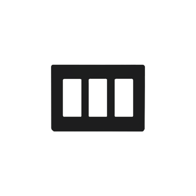 cw3bl Tapa Color Blanco Negro para interruptor o dimmer Lutron, 3 gang, limpio y moderno
