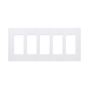 Placa de pared 5 espacios, para atenuador (dimmer), switch ó control remoto PICO inalámbrico