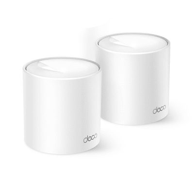 decox50-pro-2pack Kit 2 Routers Inalámbricos MESH Interior para Hogar / Doble Banda Wi-Fi 6 AX3000 Mbps / 3 Puerto Gigabit WAN/LAN / 2 Antenas Internas / Administración Mediante la App Deco (iOS, Android) / Protección HomeShield