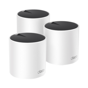 decox55-3pack Kit 3 Routers Inalámbricos MESH Interior para Hogar / Doble Banda Wi-Fi 6 AX3000 Mbps / 3 Puerto Gigabit WAN/LAN / 2 Antenas Internas / Administración Mediante la App Deco (iOS, Android) / Protección HomeShield