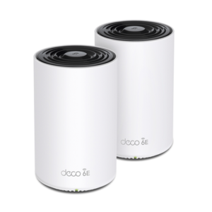 decoxe75-2pack Kit 2 Routers Inalámbricos MESH Interior para Hogar / Doble Banda Wi-Fi 6E AX5400 Mbps / 3 Puerto Gigabit WAN/LAN / 4 Antenas Internas / Administración Mediante la App Deco (iOS, Android) / Protección HomeShield