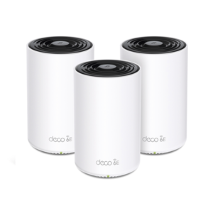 decoxe75-3pack Kit 3 Routers Inalámbricos MESH Interior para Hogar / Doble Banda Wi-Fi 6E AX5400 Mbps / 3 Puerto Gigabit WAN/LAN / 4 Antenas Internas / Administración Mediante la App Deco (iOS, Android) / Protección HomeShield