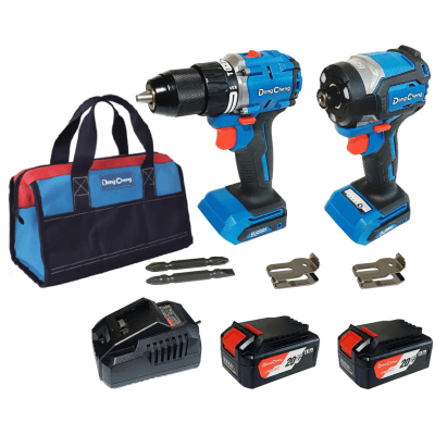 dng-ktp01 Kit Herramienta Taladro más Atornillador 20V, incluye cargador, 2 Baterías y Bolsa para Transporte.