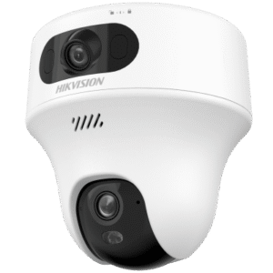 Turret PT  IP de doble lente de 6 Megapixel / Lente 2.8 mm / Dual Light (20 mts IR + 15 mts Luz Blanca) / Wi-Fi / IP54 / dWDR  / H.265 / Audio Bidireccional (Micrófono y Bocina)
