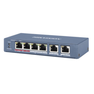 ds-3e0106hp-e Switch PoE+ / No Administrable / 3 Puertos 10/100 Mbps 802.3 af/at (30 W) + 1 Puerto 10/100 Mbps Hi-PoE (60 W) / 2 Puertos 10/100 Mbps Uplink / Modo Extendido hasta 300 Metros / 60 W