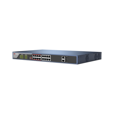 ds-3e03-18pe Switch PoE 250 Metros Larga Distancia / 16 Puertos 802.3at (30 W) 100 Mbps + 2 Puertos Gigabit + 2 Puertos SFP