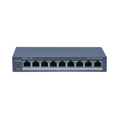 ds-3e1309p-ei Switch PoE+ / Monitoreable / 8 Puertos 10/100 Mbps PoE+ / 1 Puerto 1000 Mbps de Uplink / Configuración Nube Hik-PartnerPro / Modo Extendido hasta 300 Metros / 110 W