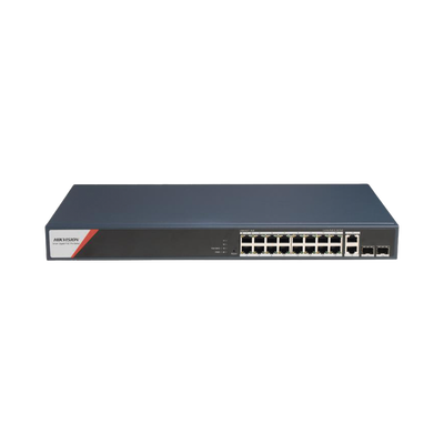 ds-3e1520hp-si-16p2t2f Switch Gigabit PoE+ / Administrable / 16 Puertos 1000 Mbps PoE+ (4 Puertos PoE++ 90 W) / 2 Puertos 1000 Mbps de Uplink / 2 Puertos SFP / Configuración Nube Hik-PartnerPro / Modo Extendido hasta 300 Metros / 230 W