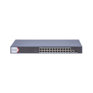 ds-3e1526p-ei Switch Gigabit PoE+ / Monitoreable / 24 Puertos 1000 Mbps PoE+ / 1 Puerto 100 uplink / 1 Puerto 1000 Mbps Uplink / 1 Puertos SFP Uplink / Configuración Nube desde Hik-PartnerPro / Modo Extendido hasta 300 Metros / 370 W