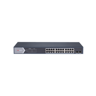 ds-3e1526p-si Switch Gigabit PoE+ / Administrable / 24 Puertos 1000 Mbps PoE+ / 2 Puertos SFP / Configuración Remota desde Hik-PartnerPro / PoE Extendido 250 Metros / 370 Watts