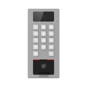 Terminal de Control de Acceso / Videoportero Multiapartamento Llamada a App / Teclado / Exterior Antivandálico IP65 & IK09 / Huella, Tarjeta, Código QR, PIN o App Hik-Connect  / Cámara 2 MP compatible con NVRs