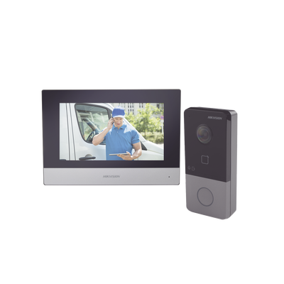 ds-kis603-p Kit de Videoportero IP Poe Estandar con llamada a App de Smartphone (HikConnect) / Apertura con tarjeta MIFARE / Frente de calle IP65 / Soporta 1 Departamento