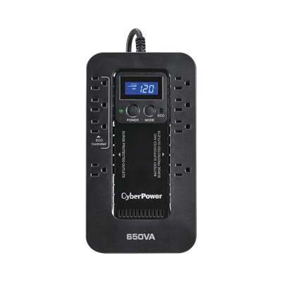 ec650lcd UPS de 650 VA/390 W, Topología Standby con Modo Ahorrador ECO, Entrada 120 Vca NEMA 5-15P, Con 8 Tomas NEMA 5-15R