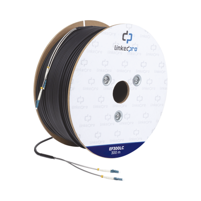 ef-300-lc Carrete de Fibra Óptica Monomodo con Conectores LC-LC Duplex, Reforzada con Kevlar, de 300 Metros (984.25 Pies), Para Instalaciones Subterráneas por Tubería