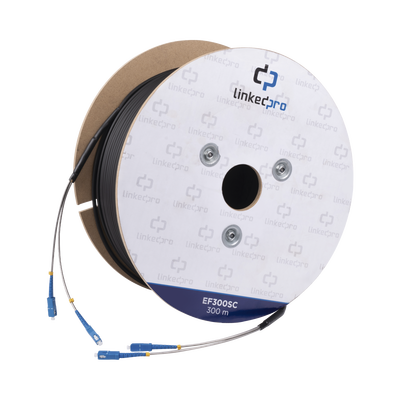 ef-300-sc Carrete de Fibra Óptica Monomodo con Conectores SC-SC Duplex, Reforzada con Kevlar, de 300 Metros (984.25 Pies), Para Instalaciones Subterráneas por Tubería