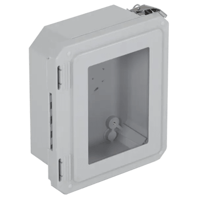 ef080604-w Caja Impermeable De Fibra De Vidrio, 8.77" (22.27cm) Alto x 6.77" (17.19cm) Ancho x 4.06" (10.31cm), Con Ventanilla, Listado UL/cUL, Hecho En EE.UU, Serie EnviroArmour®