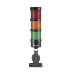 Torre LED Indicadora de estado de 3 niveles color Rojo, Ámbar y Verde, con Buzzer integrado a 85 dB,  a 24 VCD con Montaje incluido de 60 mm de diámetro