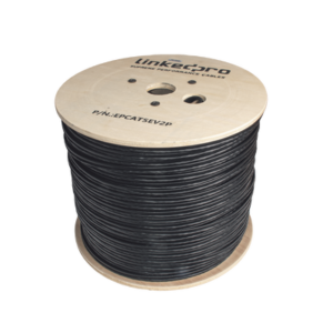 Bobina de Cable Siamés Cat5e CCA + 2 Cables Gruesos (16 AWG) para Alimentar Cámaras Más Lejos / 305 Metros (1000 Pies) / Instalación en Exterior / Uso Industrial para Climas Extremos