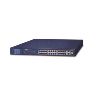 fgsw-2622vhp Switch No Administrable 24 Puertos PoE 10/100 802.3af/at, 2 Combo TP/SFP Gigabit y Pantalla LCD para Monitoreo y Configuración Básica de PoE, Hasta 300 Watts
