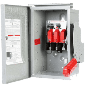 Interruptor de Seguridad GNF322A, 240Vca, 3 polos, 60 Amp, sin portafusibles, Nema 1.