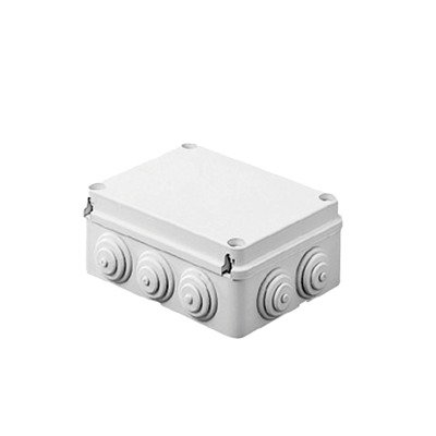 gw-44-007 Caja de derivación de PVC Auto-extinguible con 10 entradas, tapa atornillada, 190 x 140 x 70 MM, Para Exterior (IP55)