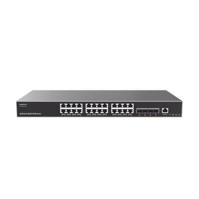 gwn7813 Switch Capa 3 Administrable / 24 puertos 10/100/1000 Mbps + 4 Puertos SFP+ de 10 Gigabits / Compatible con GWN Cloud.