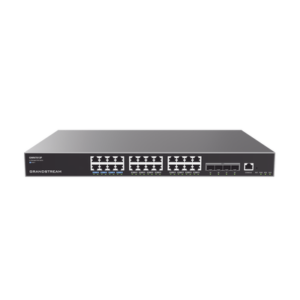 gwn7813p Switch Capa 3 PoE+ Administrable / 24 puertos 10/100/1000 Mbps + 4 Puertos SFP+ de 10 Gigabits / Hasta 360W / Compatible con GWN Cloud.