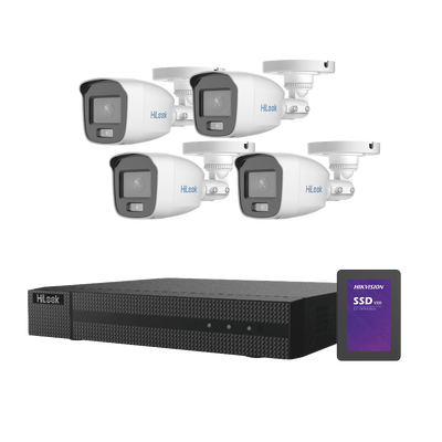 hl-1080-cv-a-1tb Kit TurboHD 1080p + SSD 1 TB / DVR 4 Canales / 4 Cámaras Bala ColorVu con Micrófono Integrado / Fuente de Poder / Accesorios de Instalación