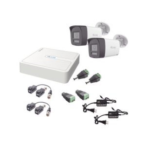hl-1080p-2b-twa Kit HiLook Audio Bidireccional TurboHD 1080p / DVR 4 Canales / 2 Cámaras Bala (Exterior) con Bocina y Microfóno Integrado / 2 Fuentes de Poder / Accesorios
