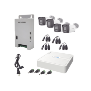 hl-1080p-4b-twa Kit HiLook Audio Bidireccional TurboHD 1080p / DVR 4 Canales / 4 Cámaras Bala (Exterior) con Bocina y Micrófono Integrado / 1 Fuente de Poder / Accesorios