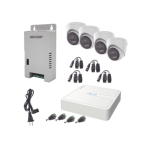 hl-1080p-4e-twa Kit HiLook Audio Bidireccional TurboHD 1080p / DVR 4 Canales / 4 Cámaras Eyeball (Exterior) con Bocina y Microfóno Integrado / 1 Fuente de Poder / Accesorios