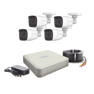 hl1080psc (MICRÓFONO Integrado) Kit TurboHD 1080p Lite / DVR 4 canales / Audio por Coaxitron / 4 Cámaras Bala de Policarbonato con Micrófono Integrado