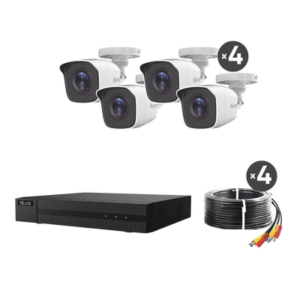 hl24lqkits-mb KIT TurboHD 1080p / DVR 4 canales / 4 Cámaras Bala de Metal / H.265+ / 1 Fuente de Poder Profesional / Accesorios de Instalación