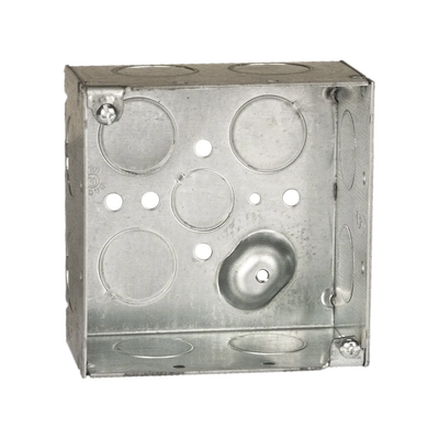 hub-231 Caja Cuadrada Galvanizada de 4 x 4" / Profundidad 2 1/8 / 11 Entradas de 3/4" y 1 de 1/2".