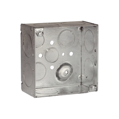 hub-233 Caja Cuadrada Galvanizada de 4" x 4"/ Profundidad de 2 1/8" /8 Entradas 1", 3 Entradas 1/2" y 2 Entradas 3/4"/ Soldada.